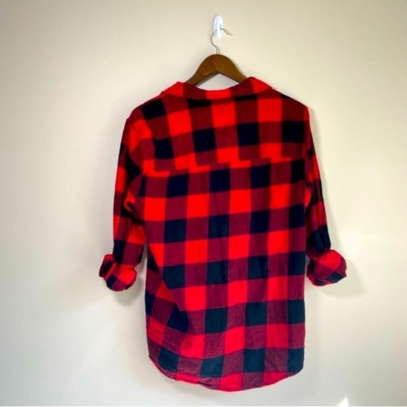 H&M Regular Fit Twill Shirt Oversized Flannel Button Down Red Medium - Picture 4 of 8